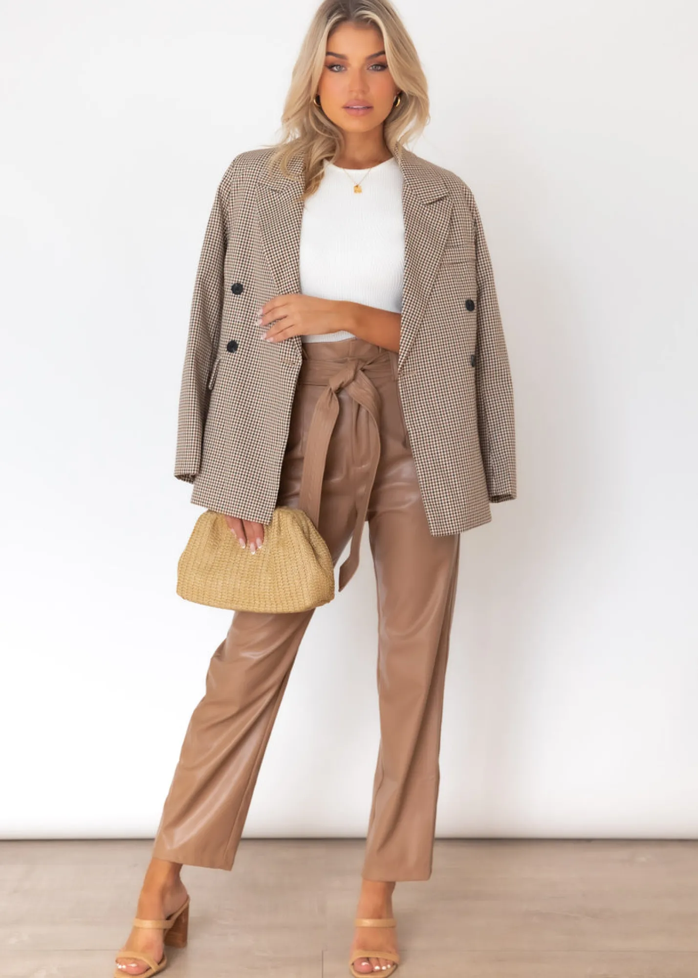 Women Gingham & Heels Pants>Ivella Leather Look Pants