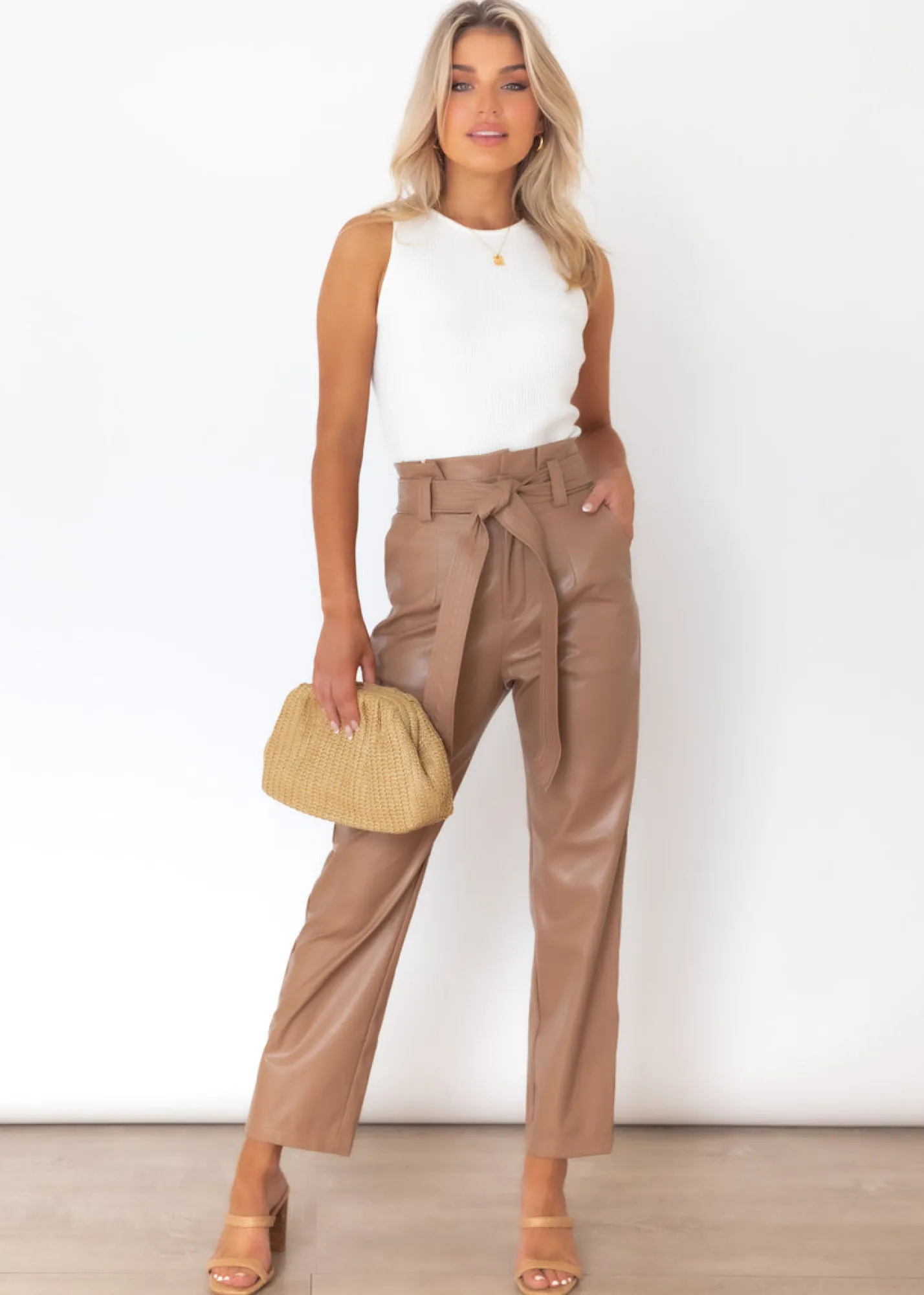 Women Gingham & Heels Pants>Ivella Leather Look Pants