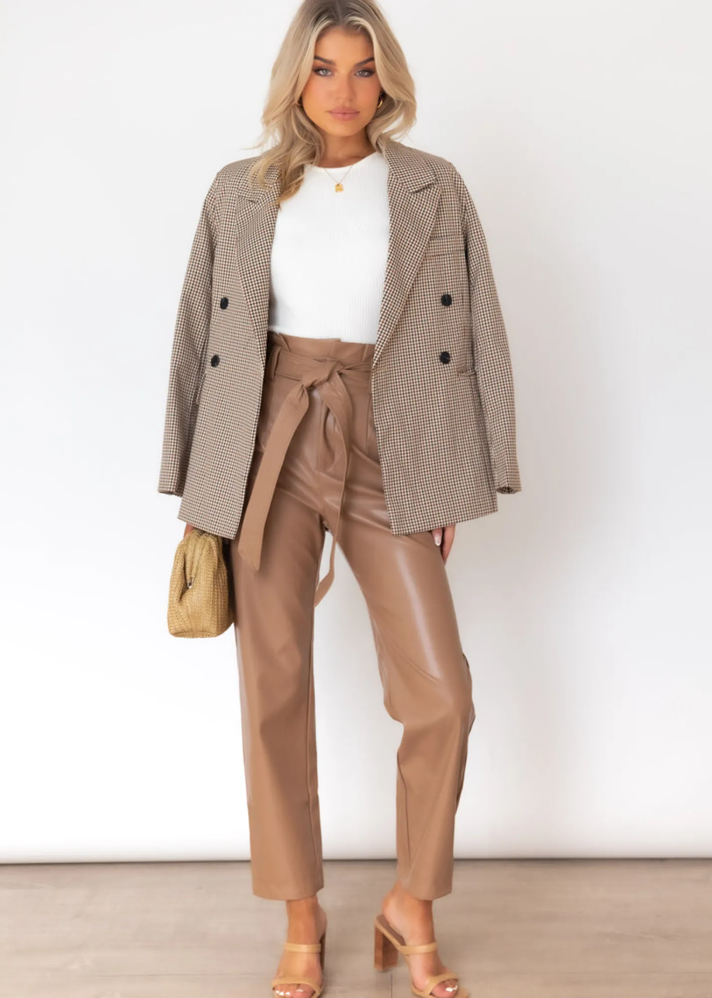 Women Gingham & Heels Pants>Ivella Leather Look Pants
