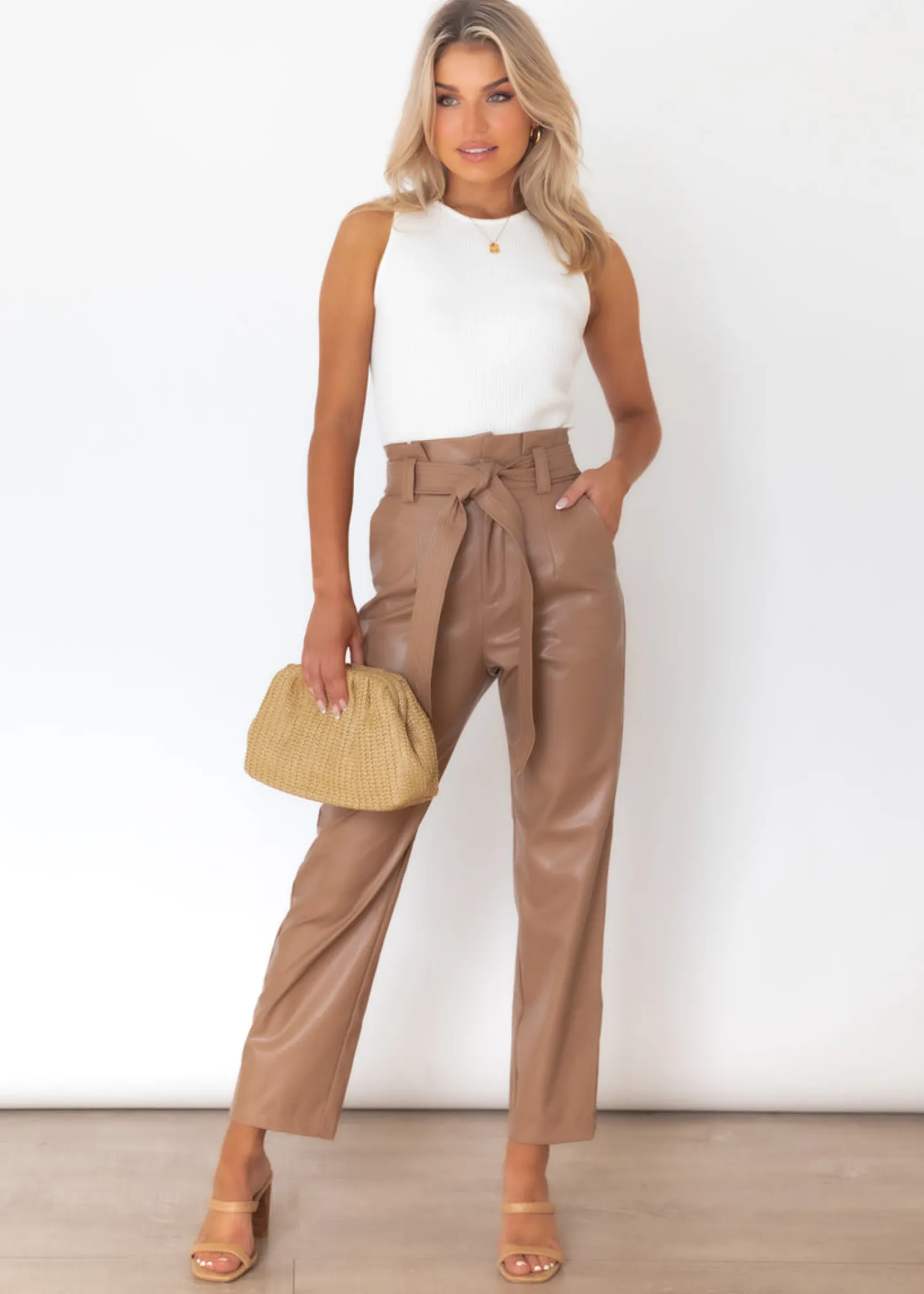 Women Gingham & Heels Pants>Ivella Leather Look Pants