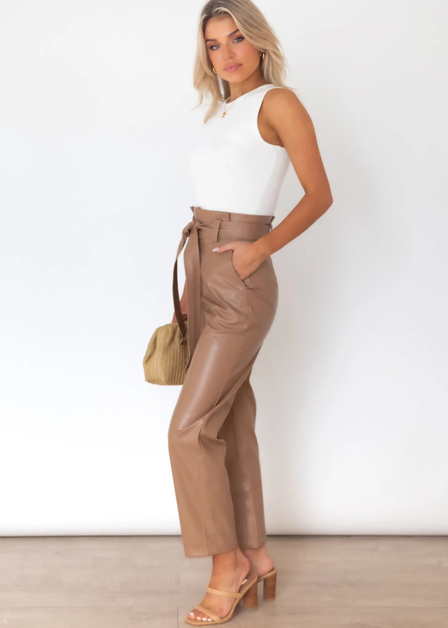 Women Gingham & Heels Pants>Ivella Leather Look Pants