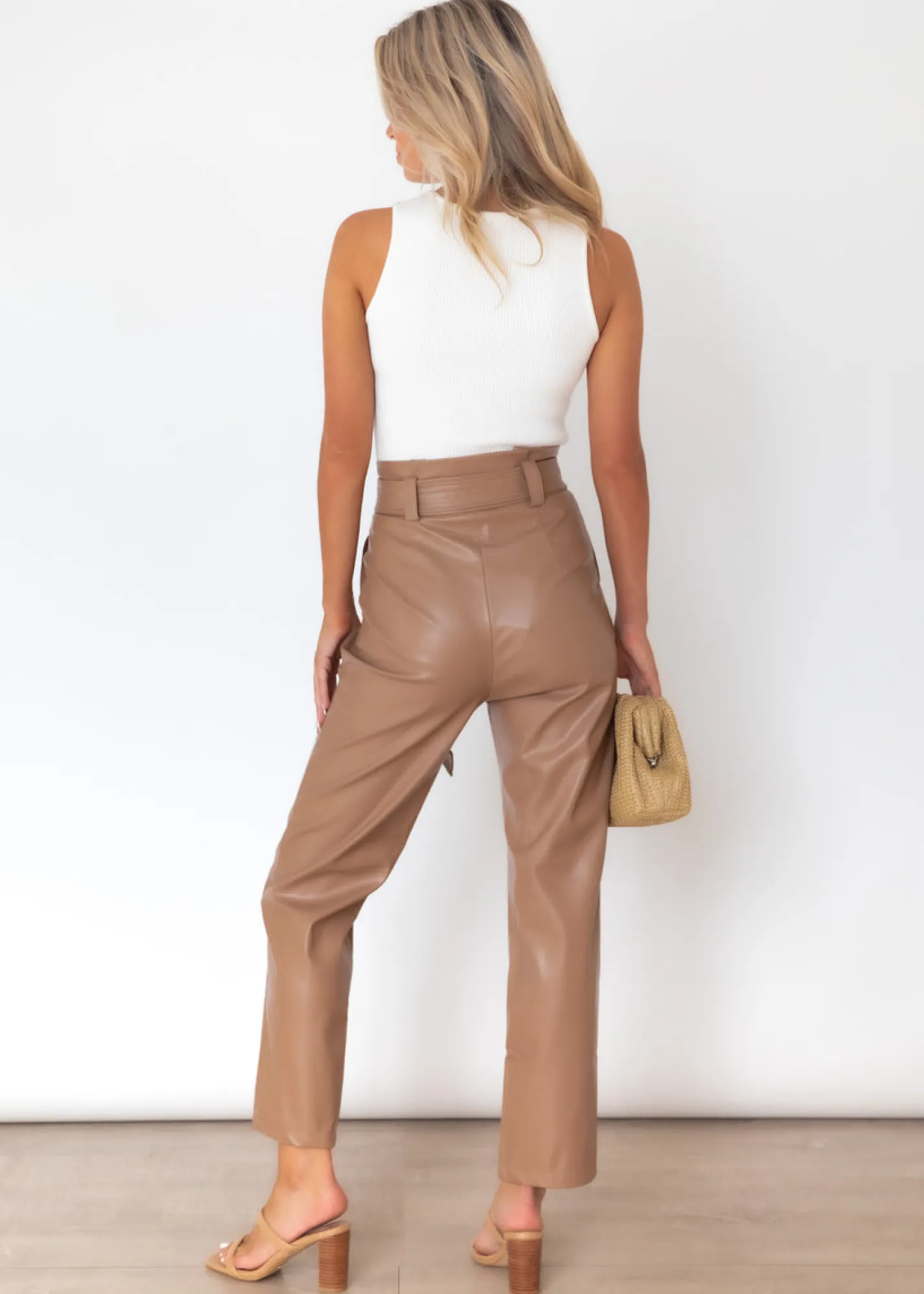 Women Gingham & Heels Pants>Ivella Leather Look Pants