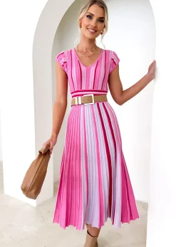 Women Gingham & Heels Knit Dresses>Janeve Knit Midi Dress