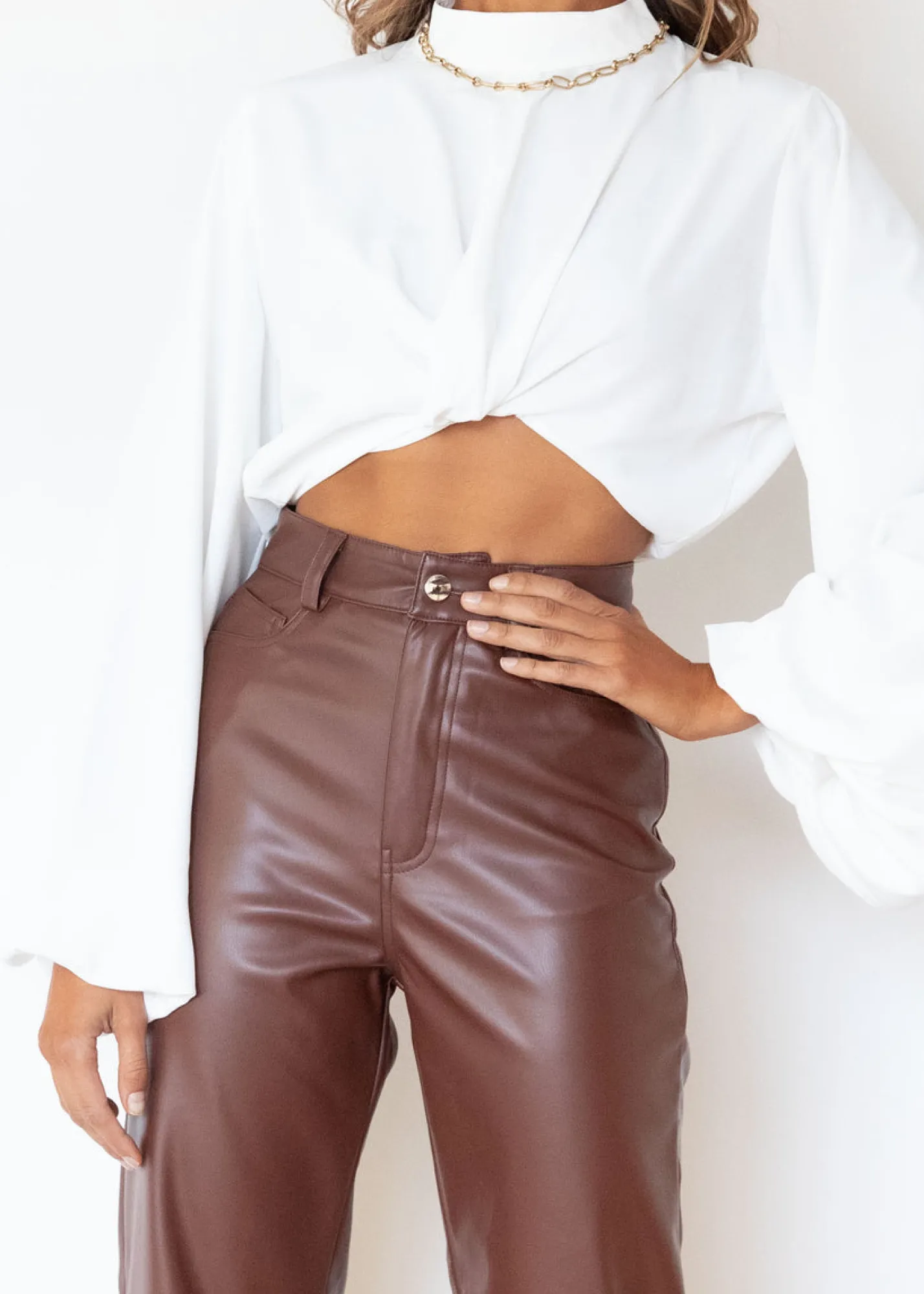 Women Gingham & Heels Pants>Jordan Leather Look Pants