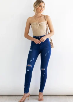 Women Gingham & Heels Jeans><noscript><img width=