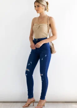 Women Gingham & Heels Jeans><noscript><img width=
