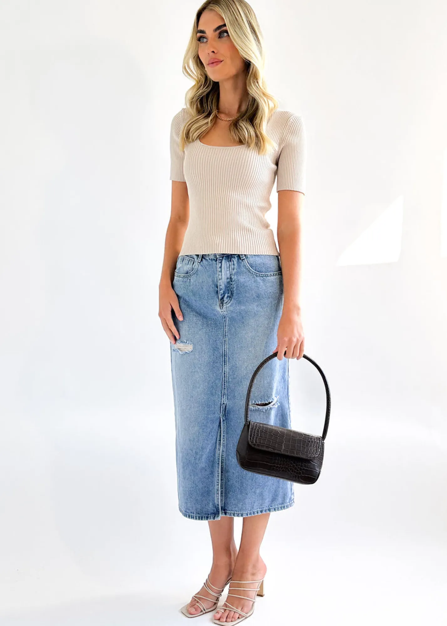 Women Gingham & Heels Basic Tops>Kaitey Knit Top