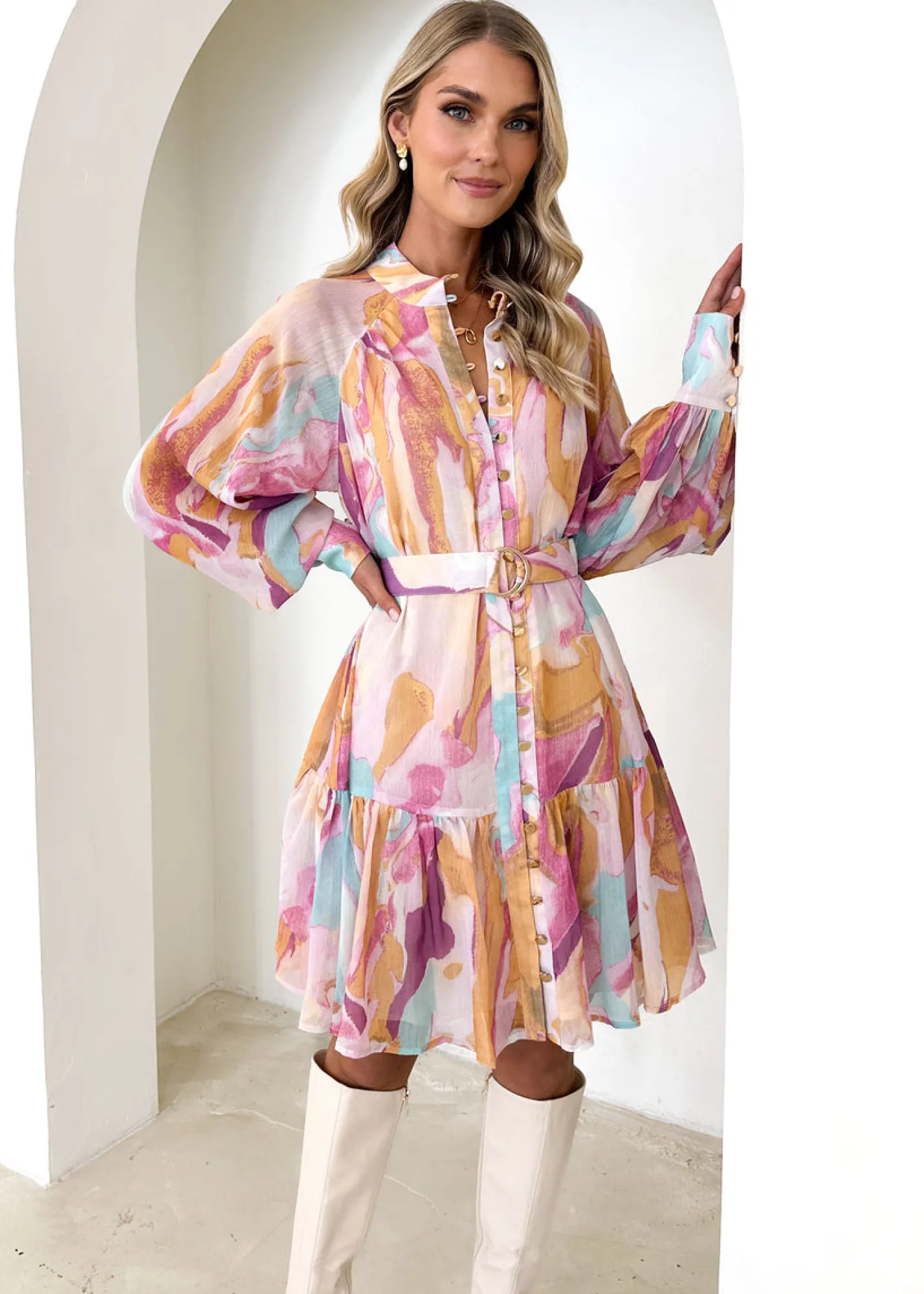 Women Gingham & Heels Short>Kaliana Dress