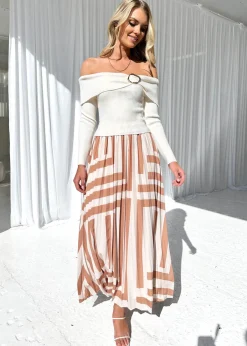 Women Gingham & Heels Basic Tops>Kana Off Shoulder Knit Top
