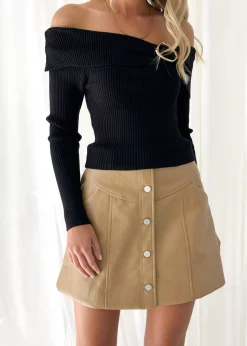 Women Gingham & Heels Knit Tops>Kana Off Shoulder Knit Top