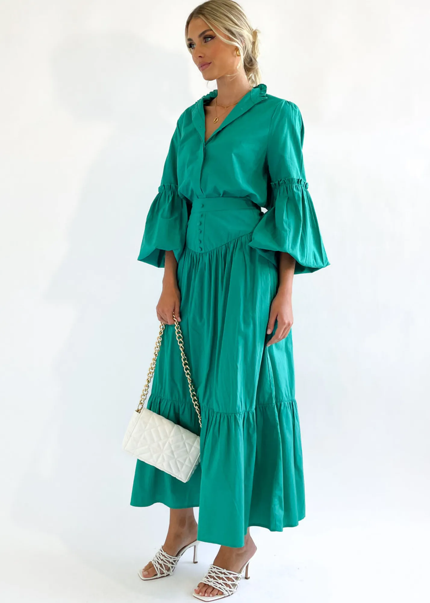 Women Gingham & Heels Sets>Kapas Midi Skirt