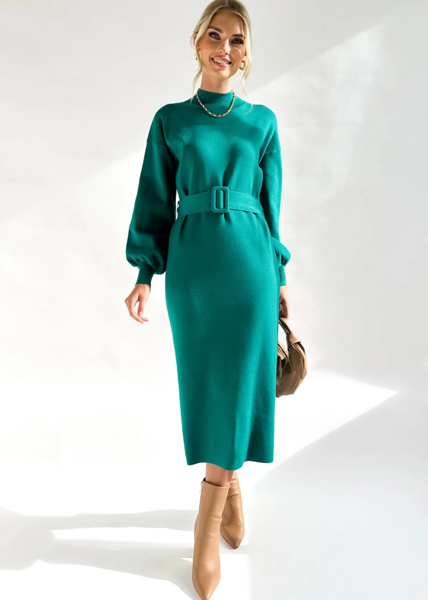 Women Gingham & Heels Knit Dresses>Kauie Knit Midi Dress