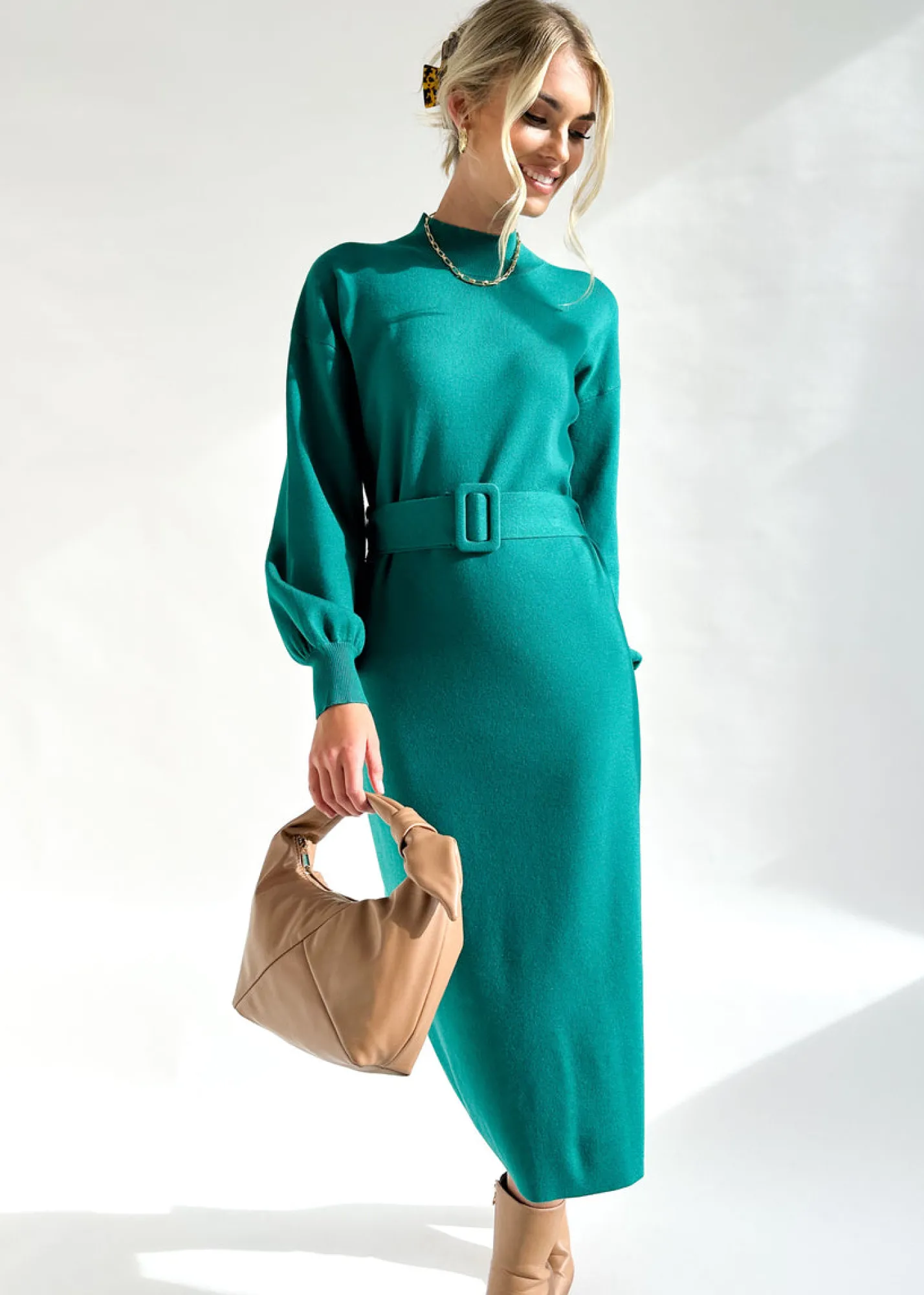 Women Gingham & Heels Knit Dresses>Kauie Knit Midi Dress