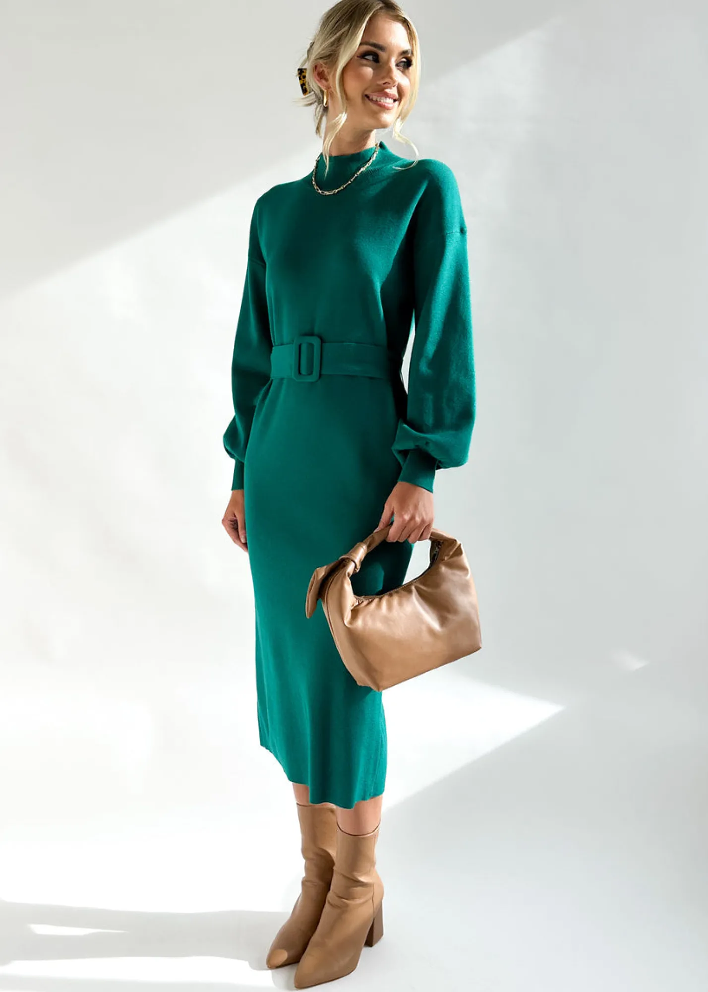 Women Gingham & Heels Knit Dresses>Kauie Knit Midi Dress