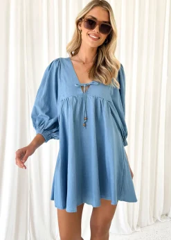 Women Gingham & Heels Short>Keeran Denim Dress