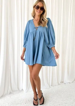 Women Gingham & Heels Short>Keeran Denim Dress