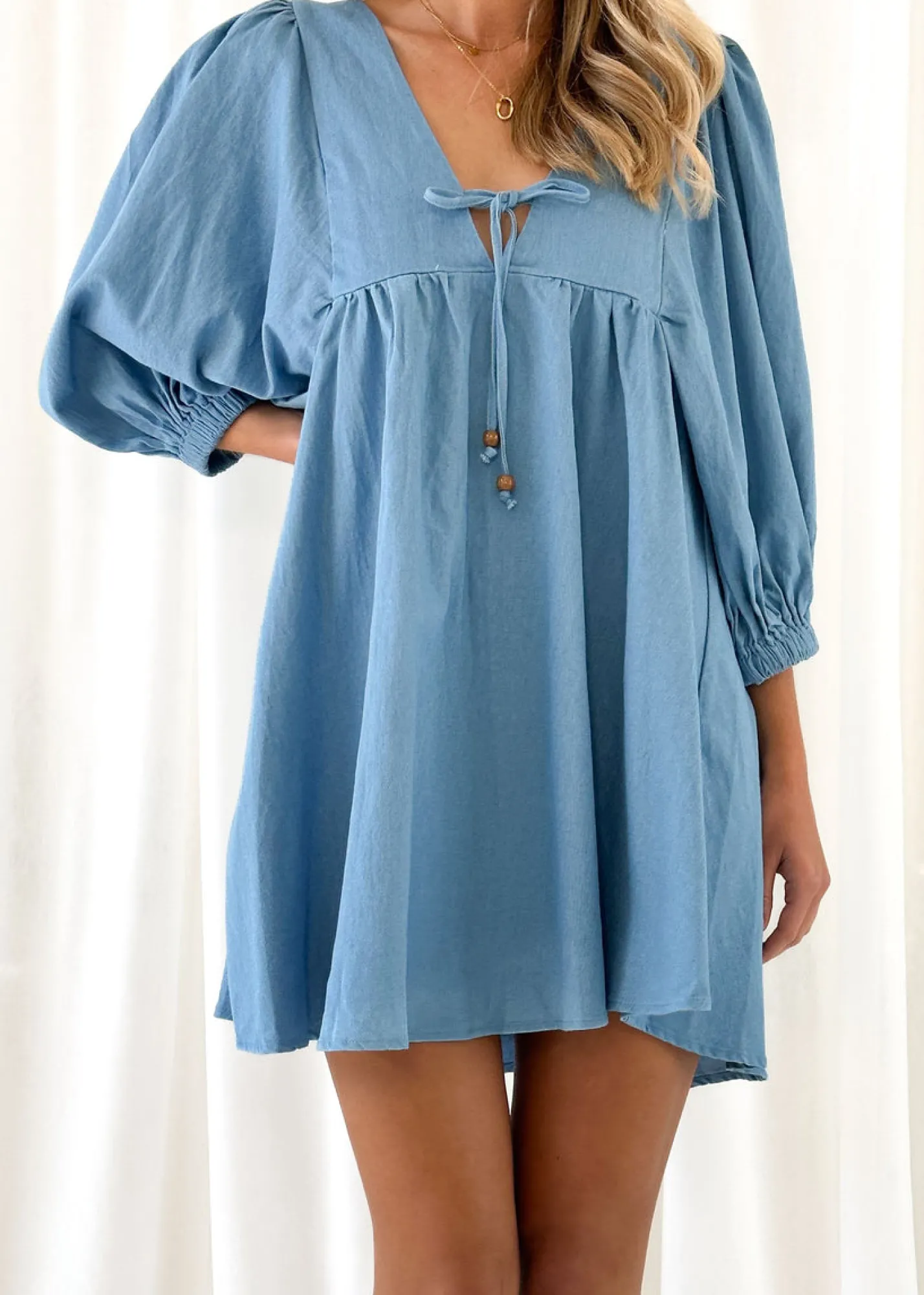 Women Gingham & Heels Short>Keeran Denim Dress