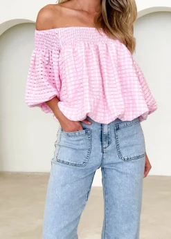 Women Gingham & Heels Blouses><noscript><img width=