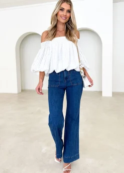 Women Gingham & Heels Blouses>Keke Off Shoulder Blouse