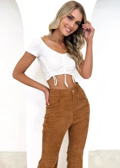 Women Gingham & Heels Crops>Kenzie Ruched Crop