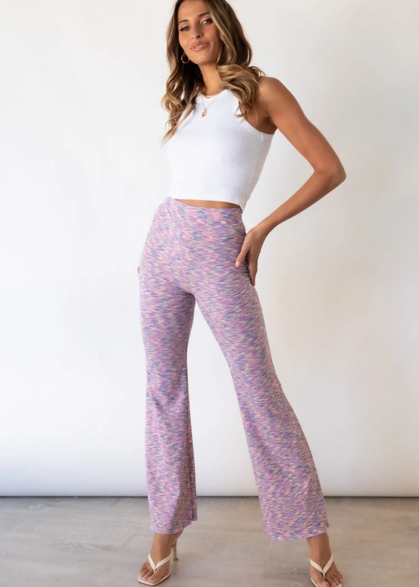 Women Gingham & Heels Pants>Kiah Knit Flare Pants