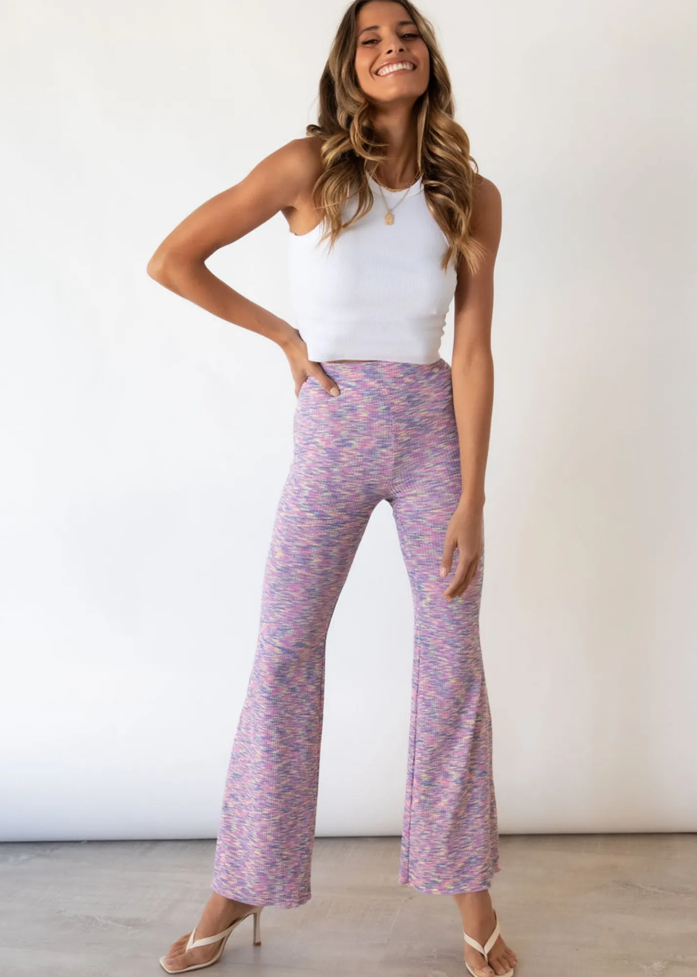 Women Gingham & Heels Pants>Kiah Knit Flare Pants