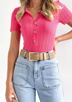 Women Gingham & Heels Basic Tops><noscript><img width=
