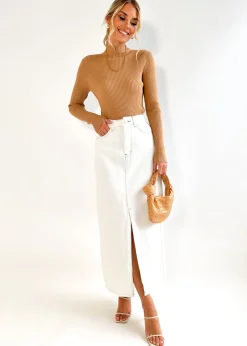 Women Gingham & Heels Skirts>Knoxxy Denim Midi Skirt