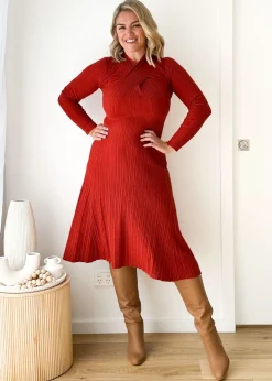 Women Gingham & Heels Knit Dresses>Lamont Knit Midi Dress