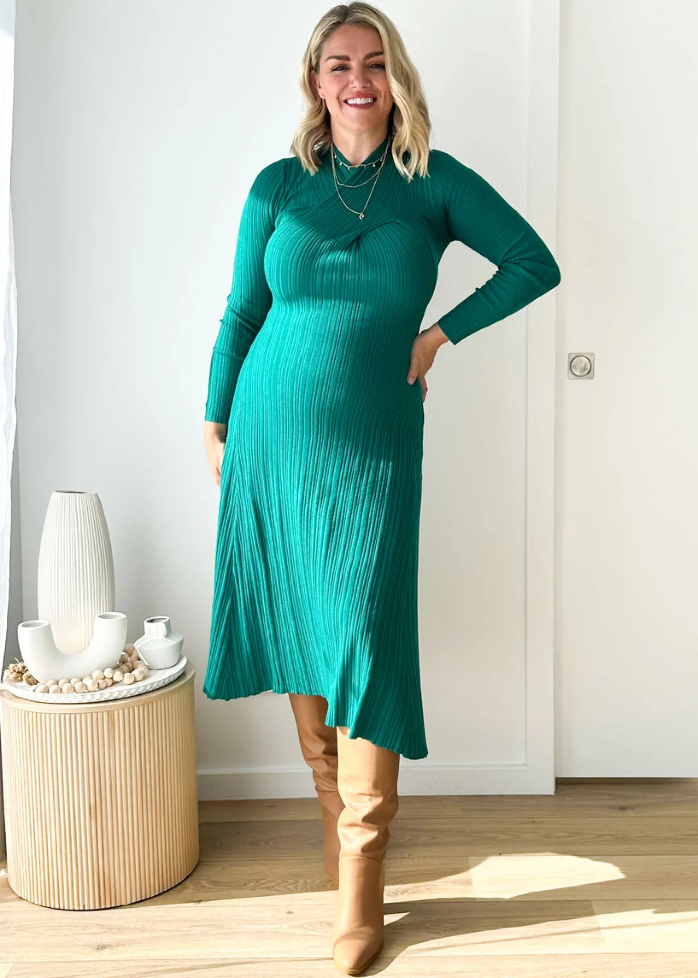 Women Gingham & Heels Knit Dresses>Lamont Knit Midi Dress