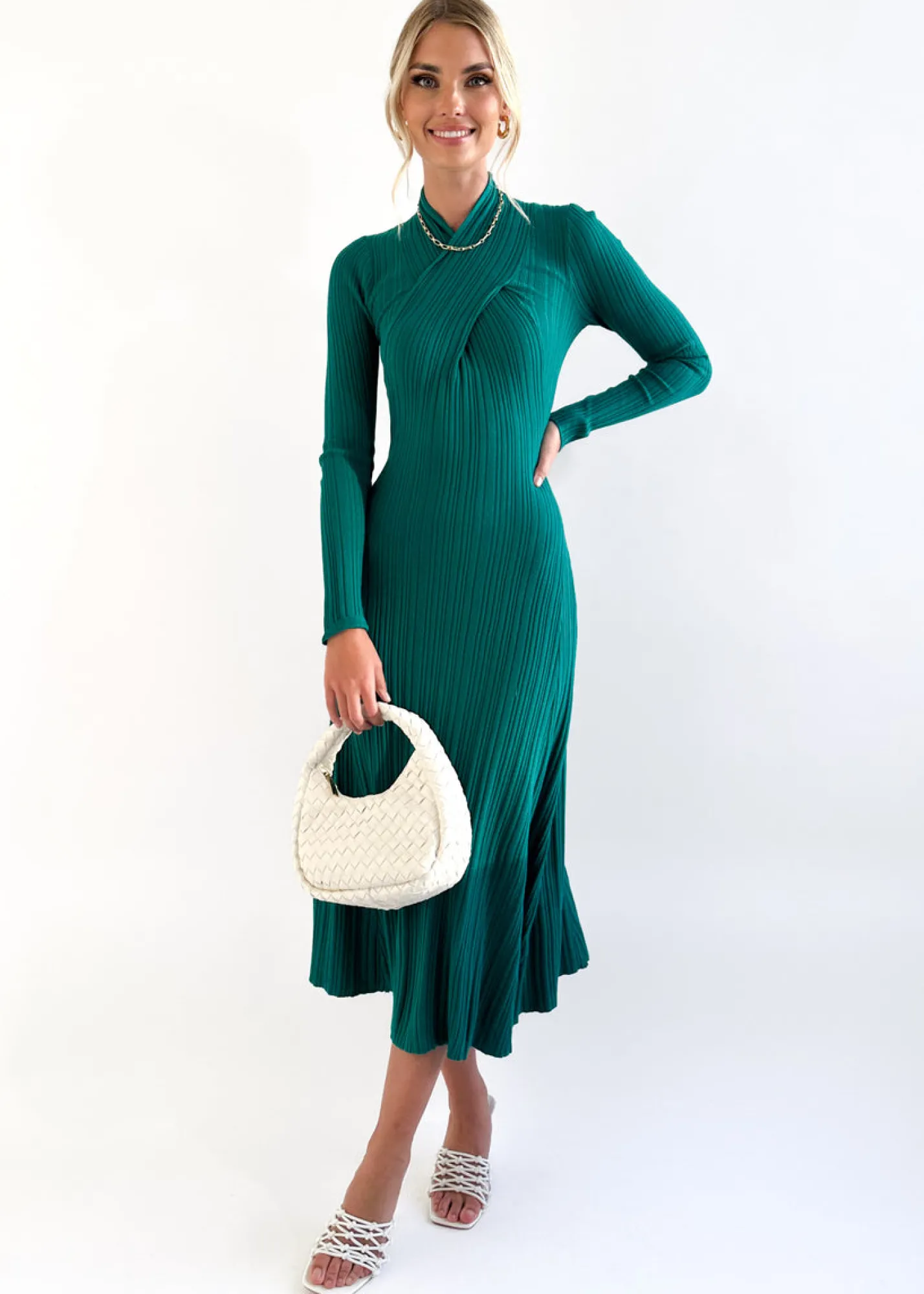 Women Gingham & Heels Knit Dresses>Lamont Knit Midi Dress