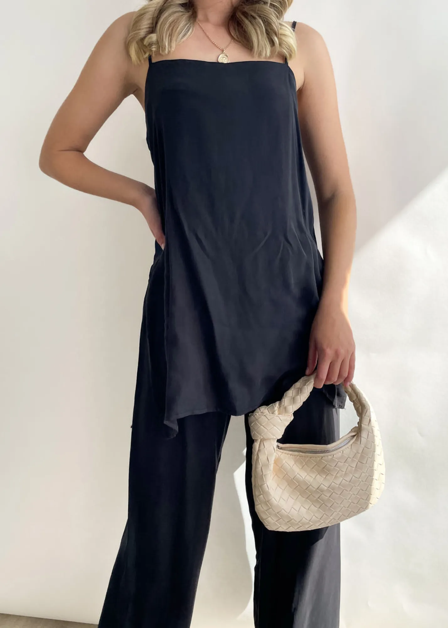 Women Gingham & Heels Sets>Leilyn Cupro Tunic Top