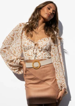 Women Gingham & Heels Blouses>Love Nest Crop Blouse