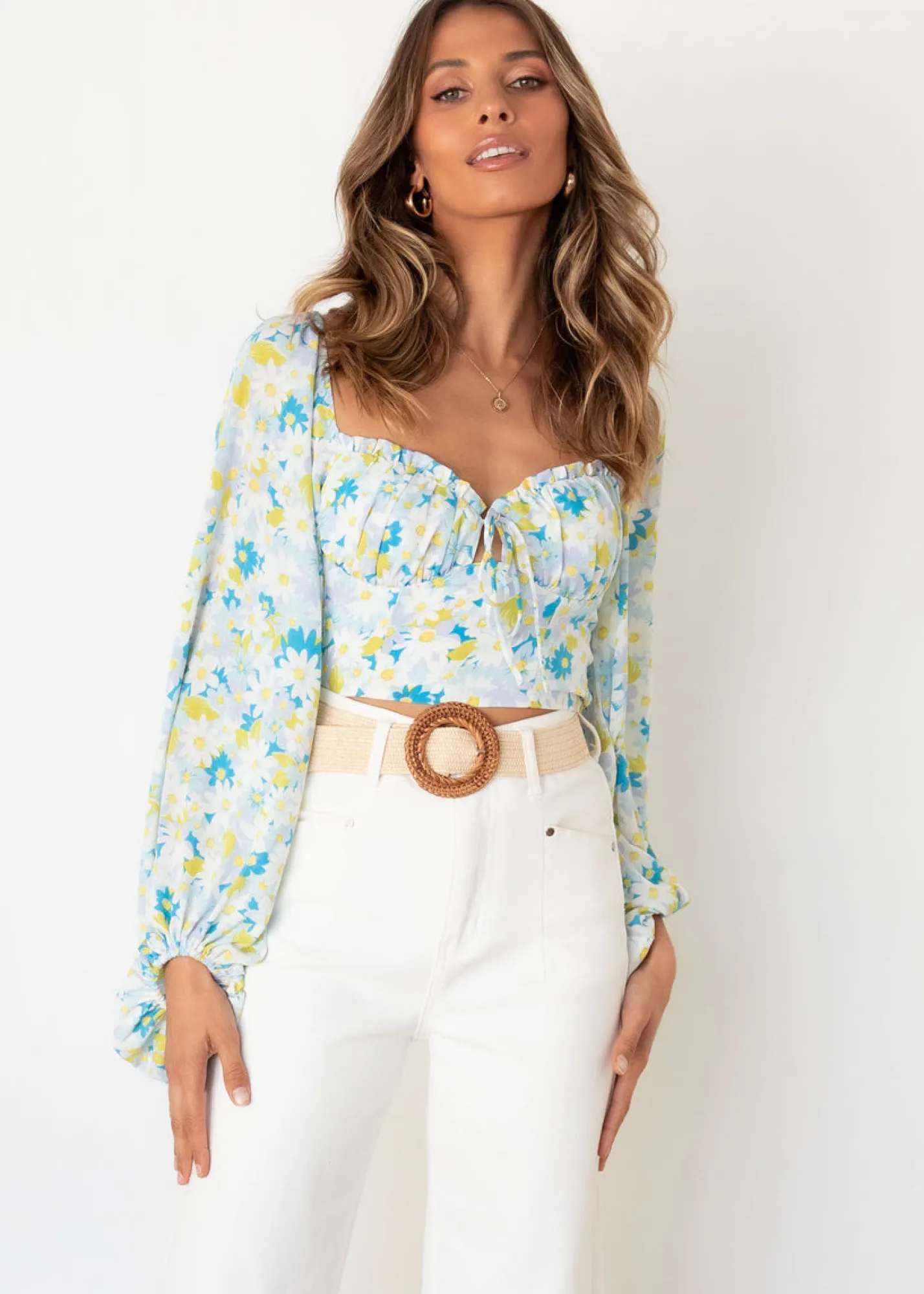Women Gingham & Heels Crops>Love Nest Crop Blouse
