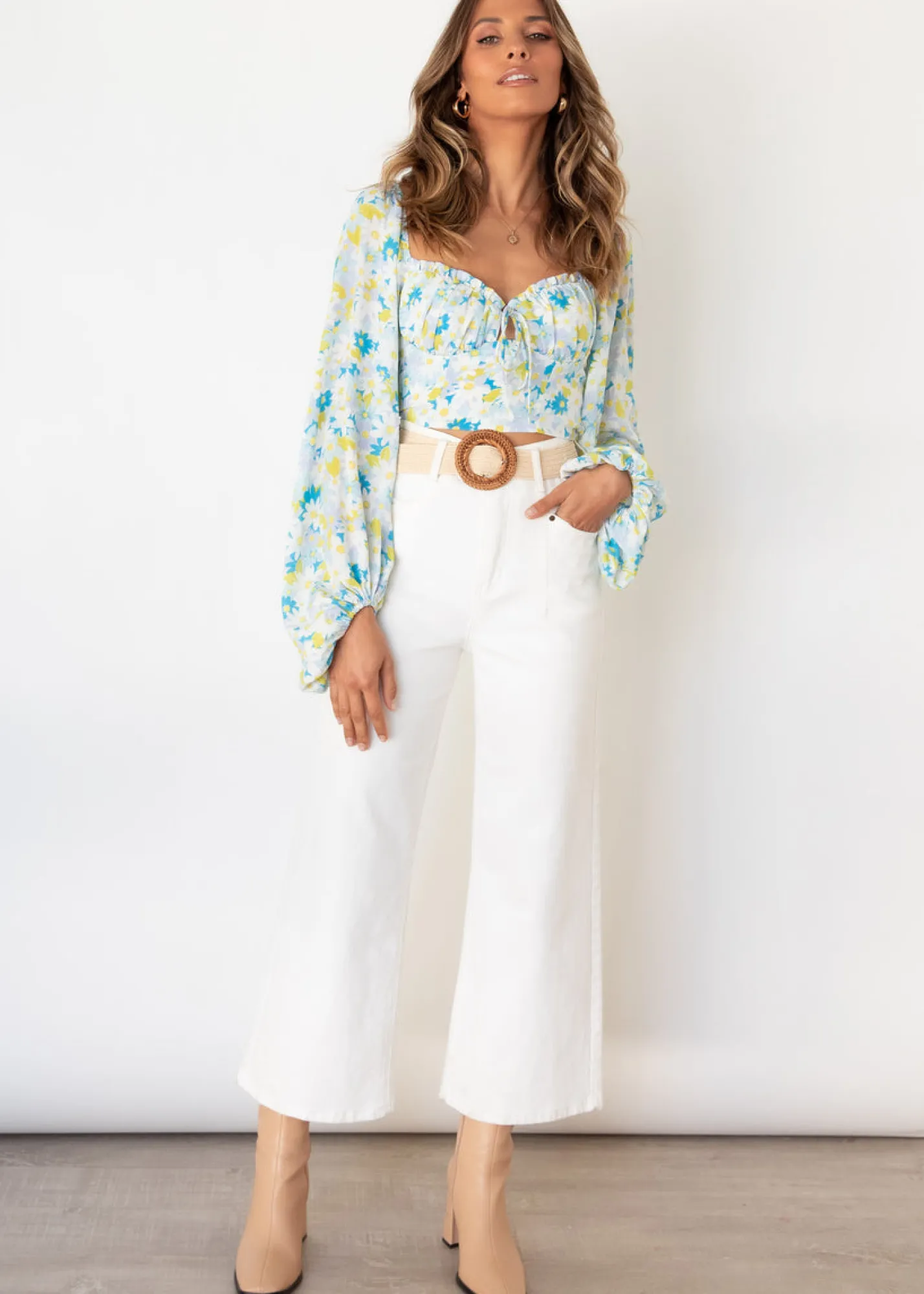 Women Gingham & Heels Crops>Love Nest Crop Blouse