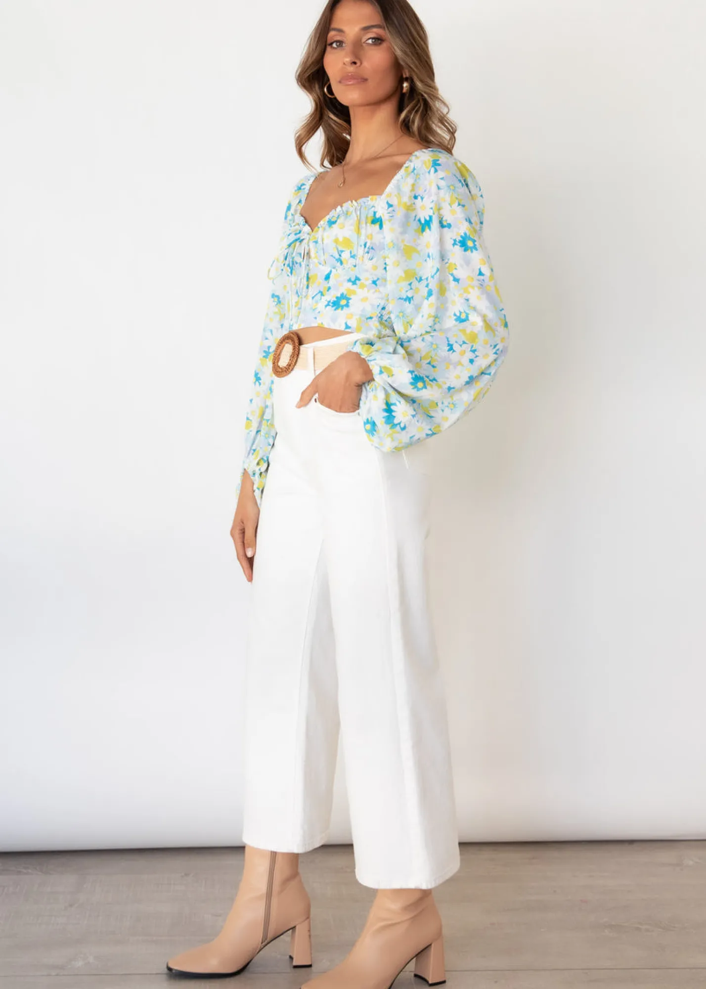 Women Gingham & Heels Crops>Love Nest Crop Blouse