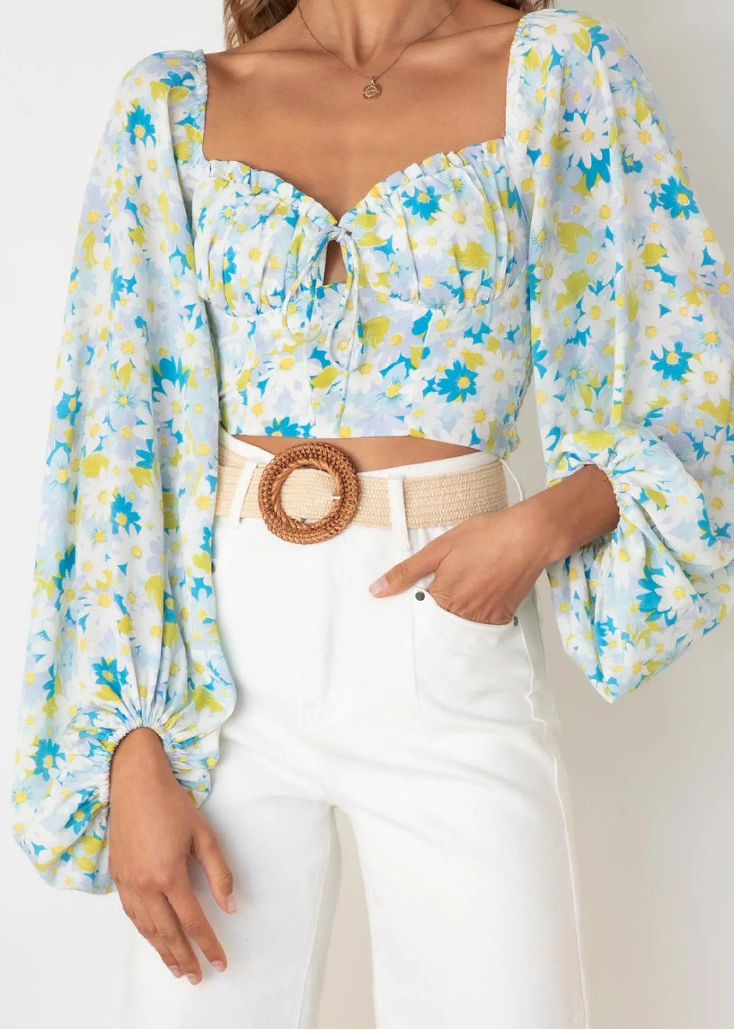 Women Gingham & Heels Crops>Love Nest Crop Blouse
