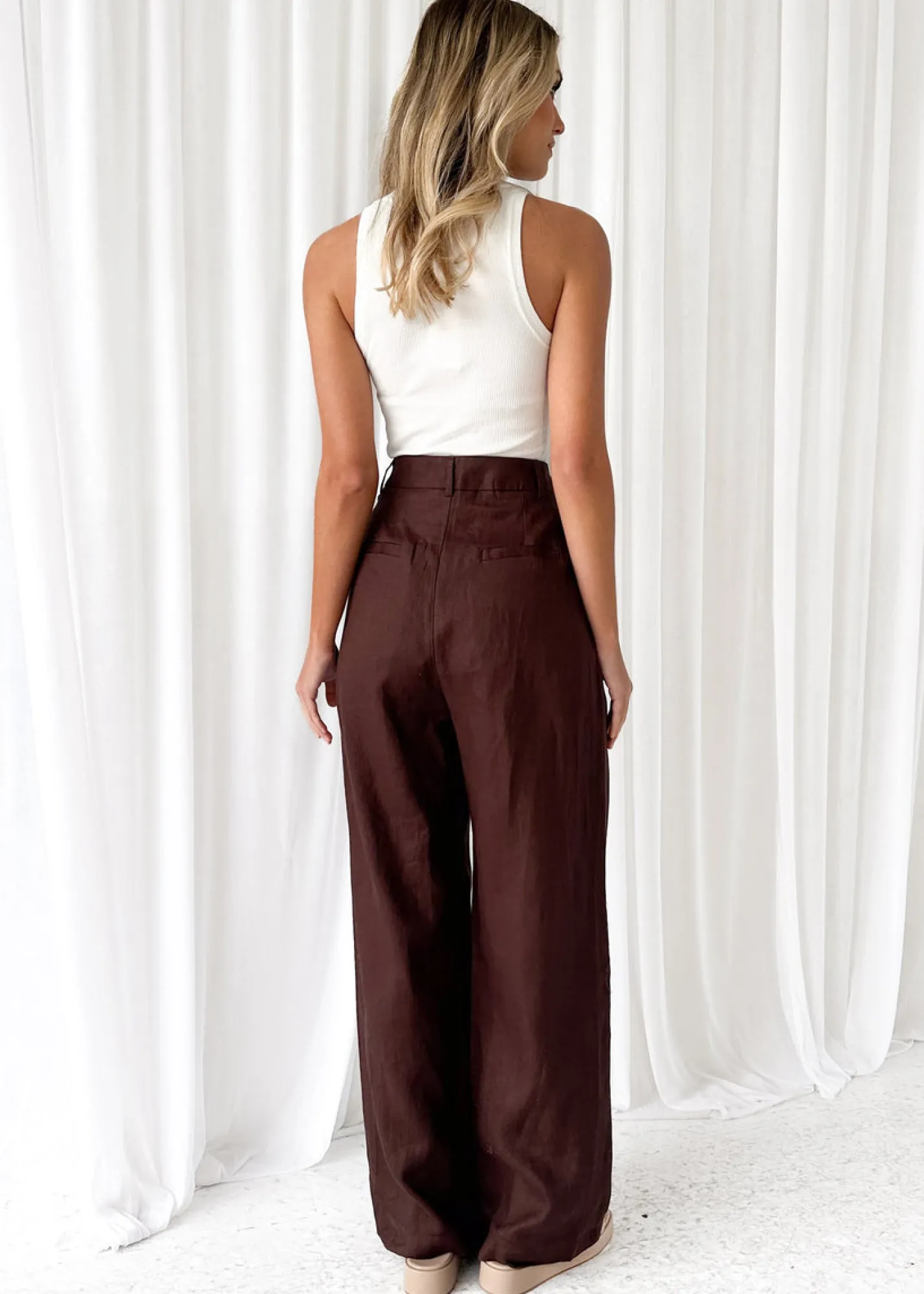 Women Gingham & Heels Pants>Meivi Linen Pants