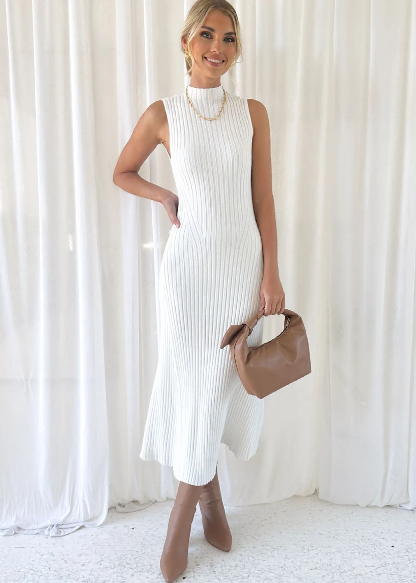 Women Gingham & Heels Knit Dresses>Milly Knit Midi Dress
