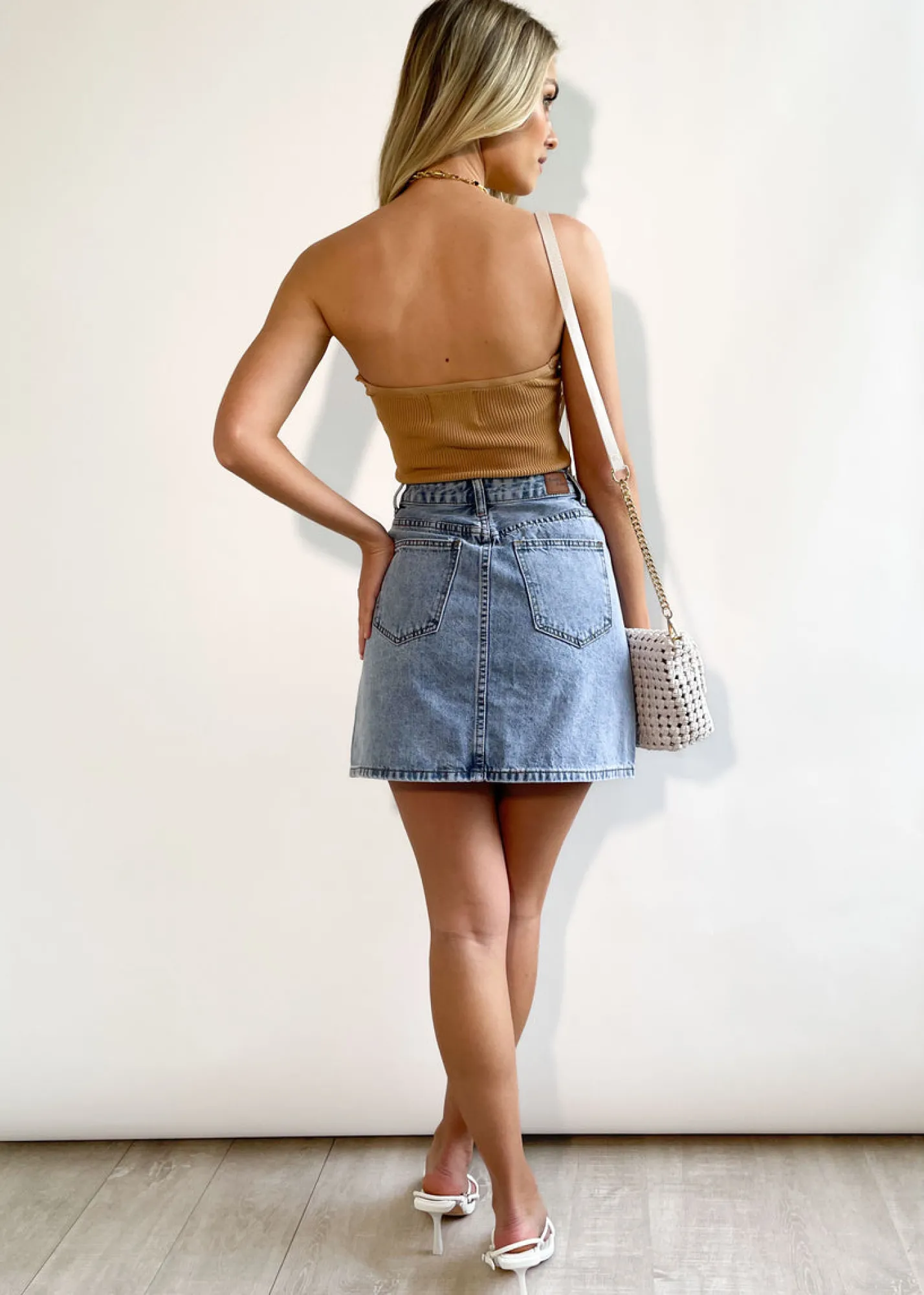 Women Gingham & Heels Skirts>Naura Denim Skirt