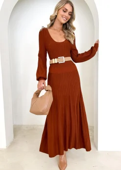 Women Gingham & Heels Knit Dresses>Orlah Knit Midi Dress