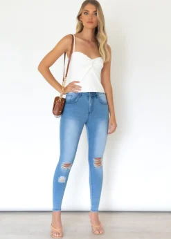 Women Gingham & Heels Jeans><noscript><img width=