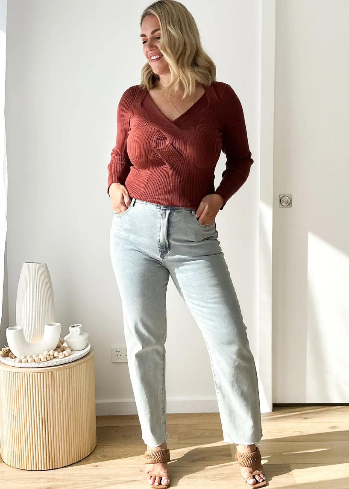 Women Gingham & Heels Knit Tops>Rayana Knit Top
