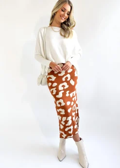 Women Gingham & Heels Knit Bottoms>Rennia Knit Midi Skirt