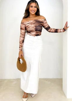 Women Gingham & Heels Blouses>Rita Off Shoulder Top