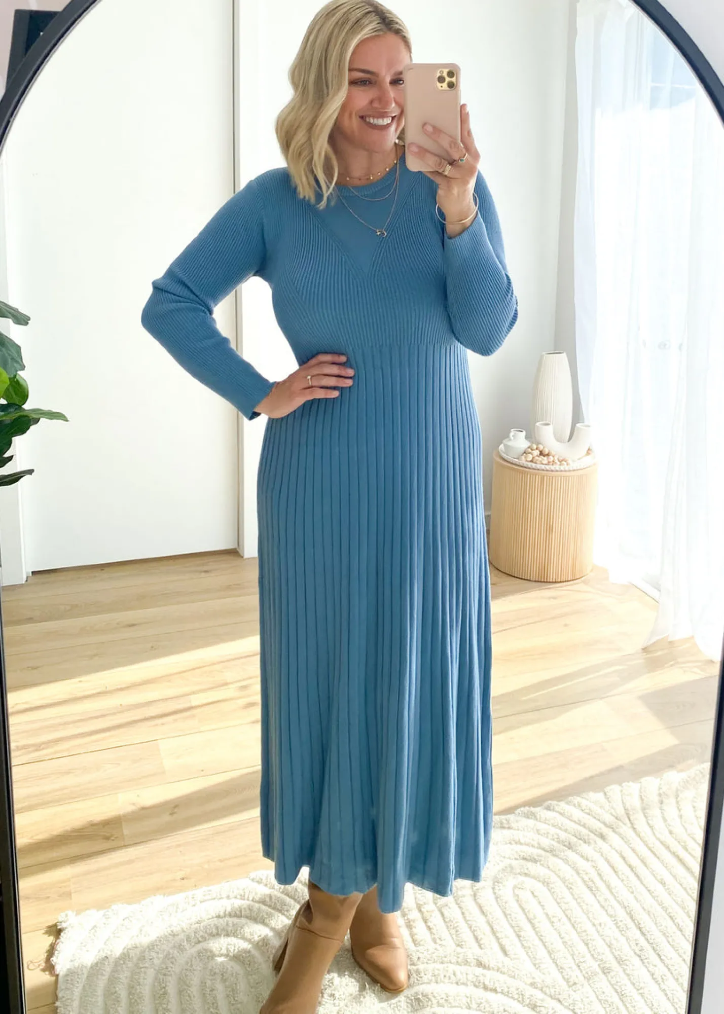 Women Gingham & Heels Knit Dresses>Robine Knit Midi Dress