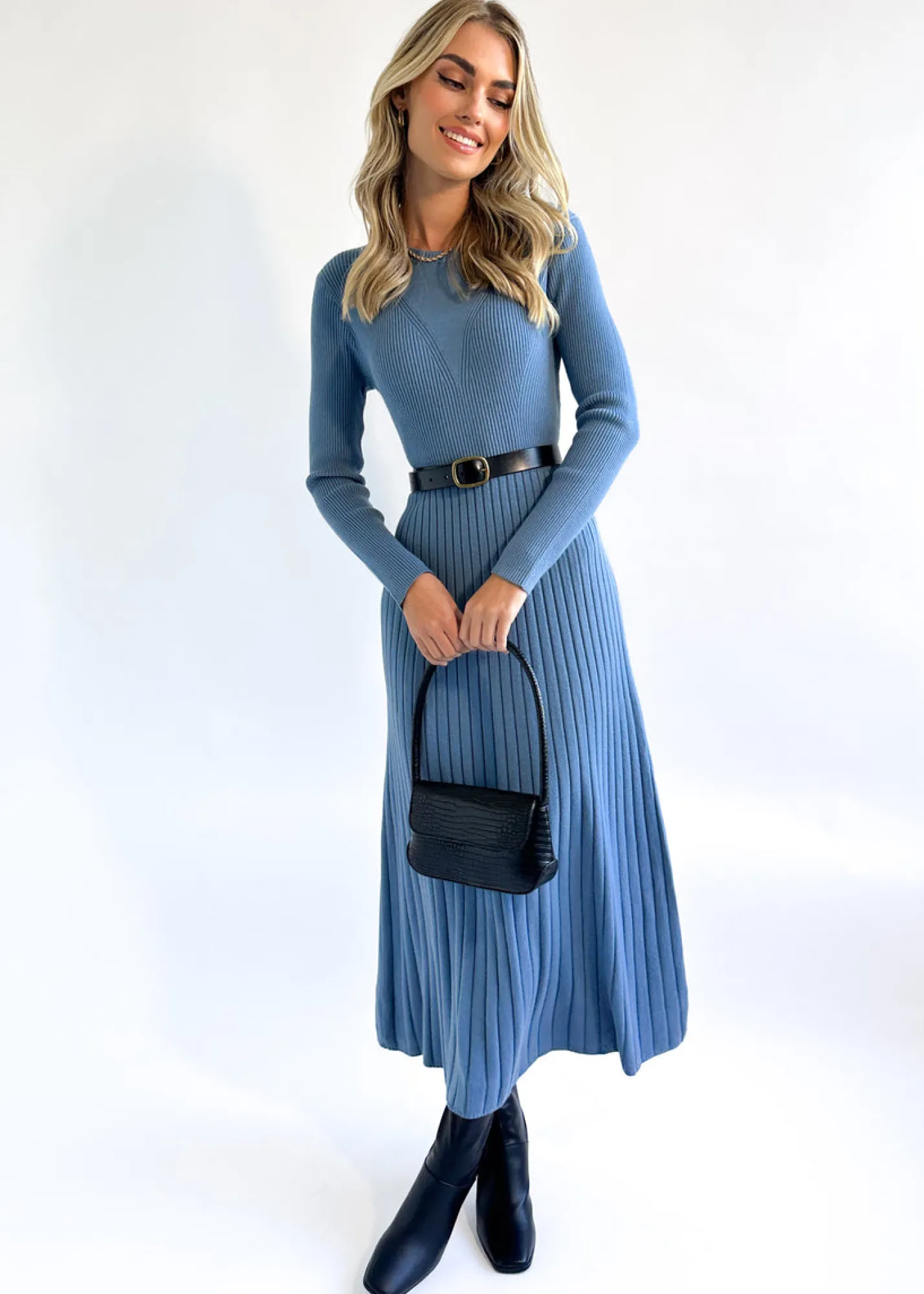 Women Gingham & Heels Knit Dresses>Robine Knit Midi Dress