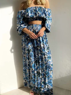 Women Gingham & Heels Sets>Rosiah Off Shoulder Crop