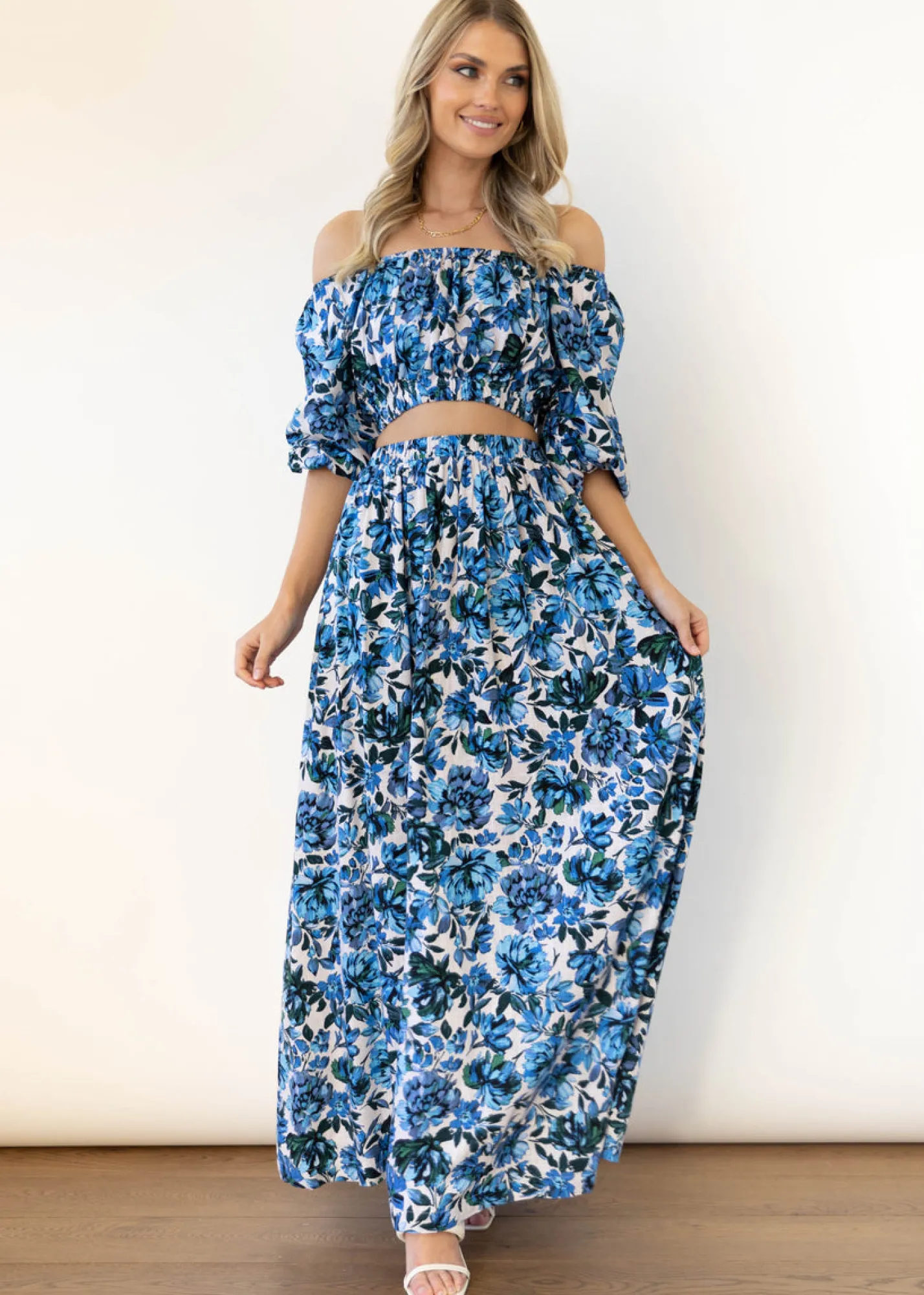 Women Gingham & Heels Sets>Rosiah Off Shoulder Crop