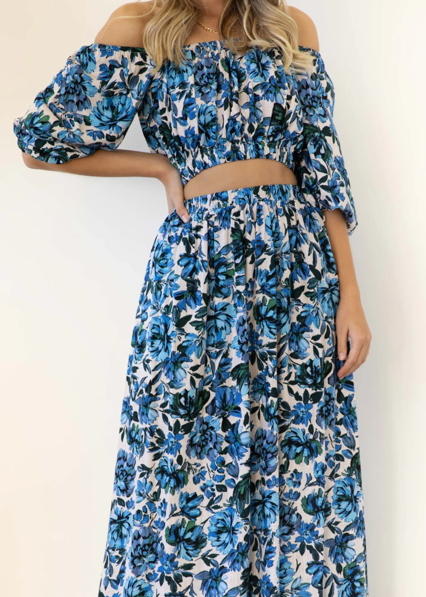 Women Gingham & Heels Sets>Rosiah Off Shoulder Crop